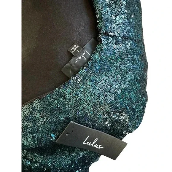 Lulus Women Delightful Ways‎ 3/4 Sleeve Scoop Neck Sequin Dress Size L